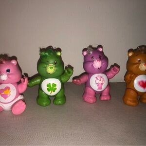 4 X Vintage Care Bears Poseable 3.5" Figure 1983 AGC Kenner PVC VINYL